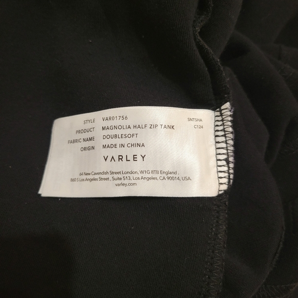 Varley Magnolia Black High-Neck Zip Tank Top - Picture 6 of 6